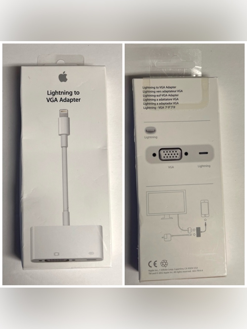 Apple Lightning to VGA Adapter White Sealed For TV